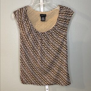 George Brown and Cream Sleeveless Wave-Print Tank Top